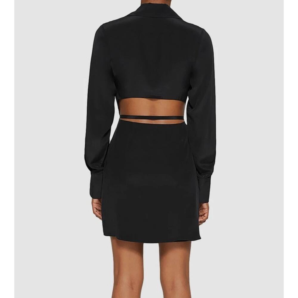 Jonathan Simkhai Standard Destiny Cutout Long Sleeve Wrap Dress Black Women's S - Picture 2 of 8
